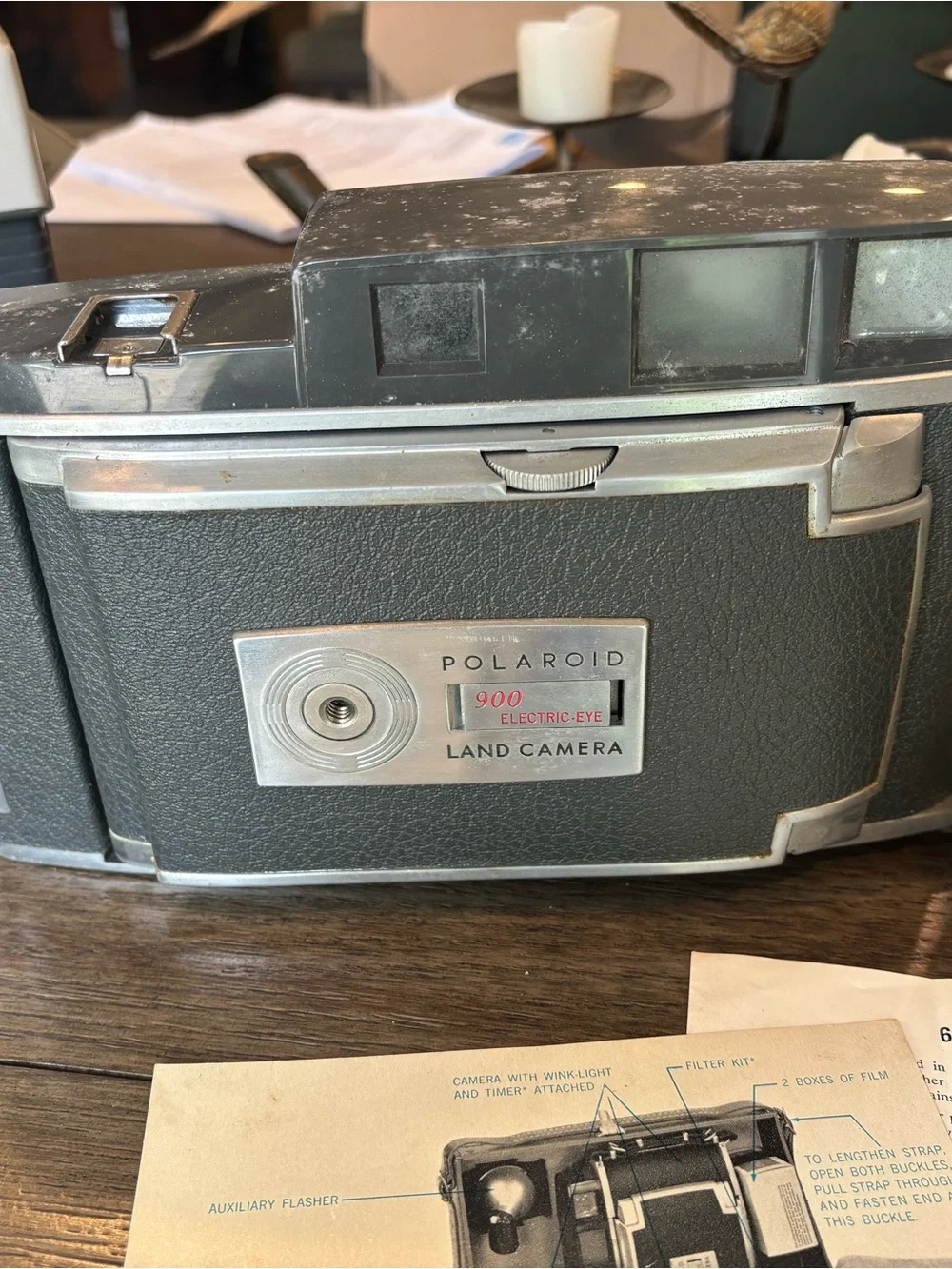Polaroid 900 Land Camera in Black and Silver